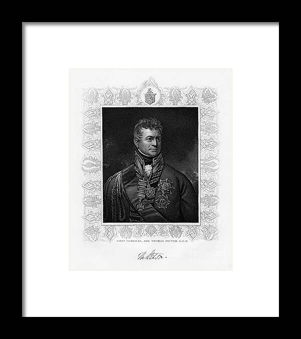 Engraving Framed Print featuring the drawing Sir Thomas Picton, British Military #1 by Print Collector