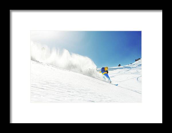 Skiing Framed Print featuring the photograph Snowboarding #1 by Yulkapopkova