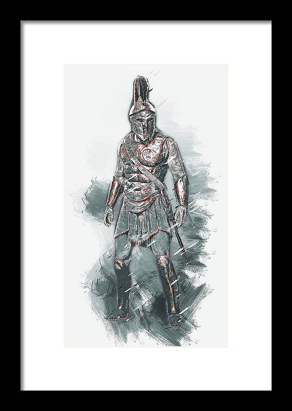 Spartan Warrior Framed Print featuring the painting Spartan Hoplite - 48 #1 by AM FineArtPrints