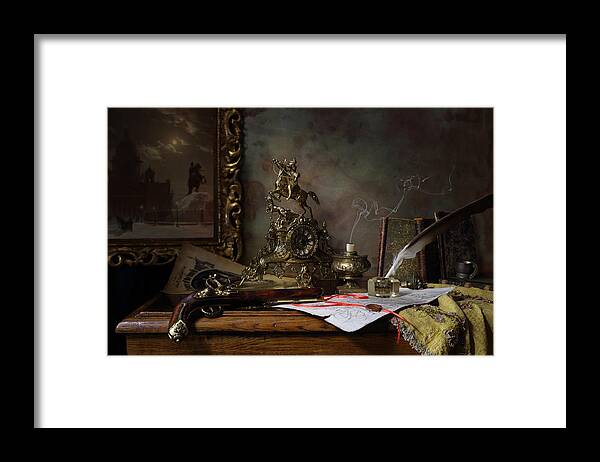 Dark Framed Print featuring the photograph Still Life With Gun #1 by Andrey Morozov
