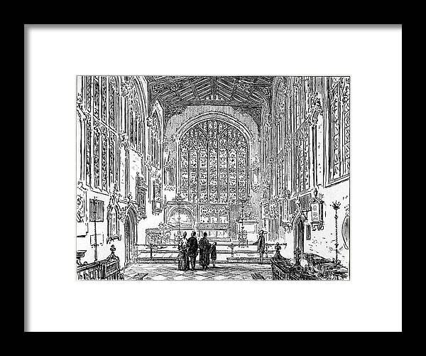 Engraving Framed Print featuring the drawing The Chancel Of Stratford Church #1 by Print Collector