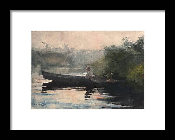 Winslow Homer Framed Print featuring the drawing The End of the Day, Adirondacks #2 by Winslow Homer