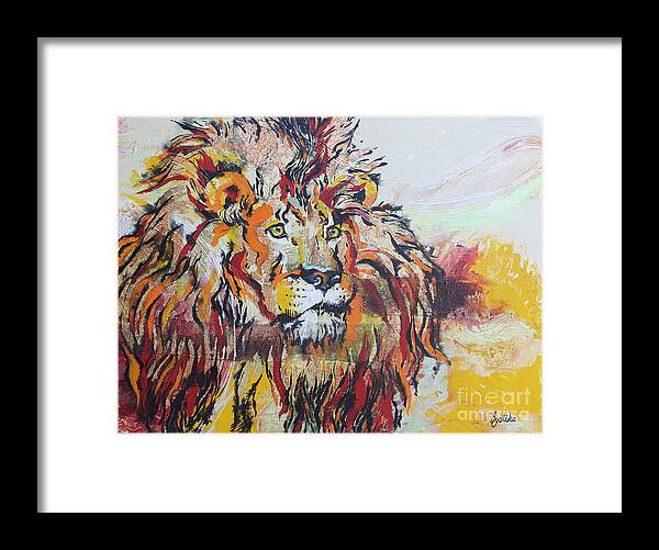 Lion Framed Print featuring the painting The King by Jyotika Shroff