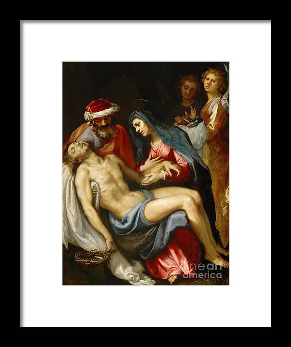 Oil Painting Framed Print featuring the drawing The Lamentation Over Christ #1 by Heritage Images
