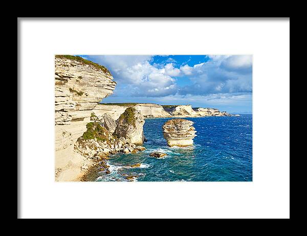 Landscape Framed Print featuring the photograph The Limestone Cliff, Bonifacio, South #1 by Jan Wlodarczyk