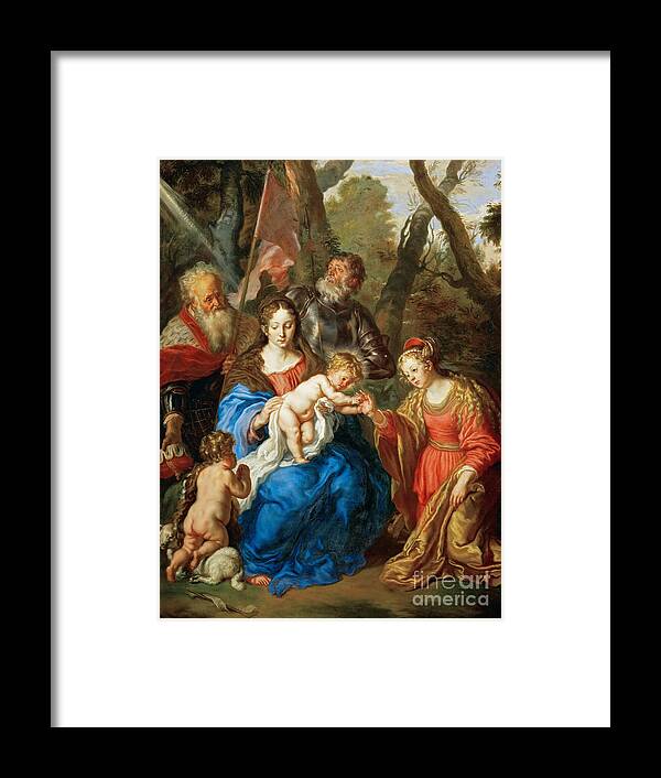 People Framed Print featuring the drawing The Mystical Marriage Of Saint #1 by Heritage Images