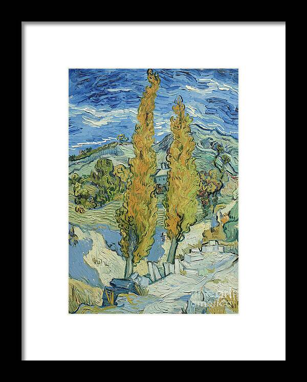 Poplars Framed Print featuring the painting The Poplars at Saint Remy, 1889 by Vincent Van Gogh