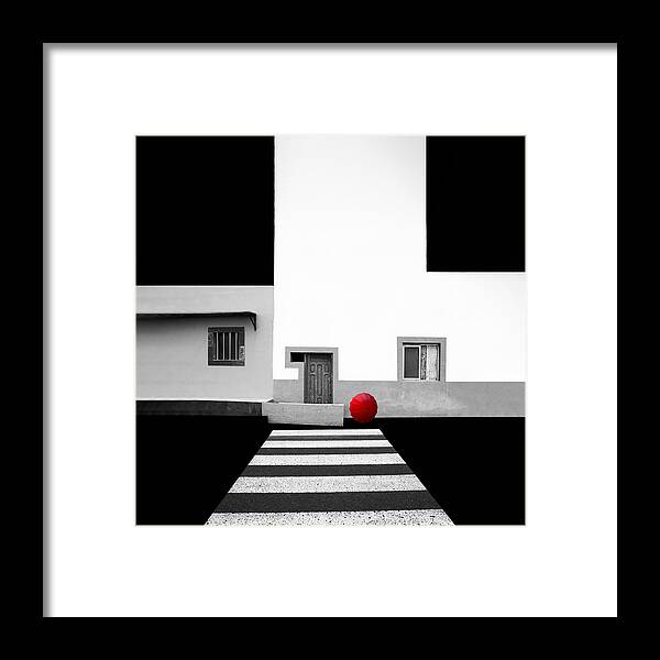 Architecture Framed Print featuring the photograph The Red Umbrella #1 by Inge Schuster