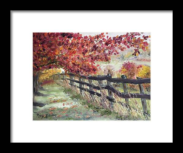 Fence Framed Print featuring the painting The Rickety Fence by Roxy Rich
