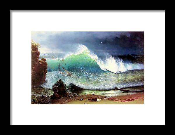 Albert Bierstadt Framed Print featuring the photograph The Shore of the Turquoise Sea #1 by Albert Bierstadt