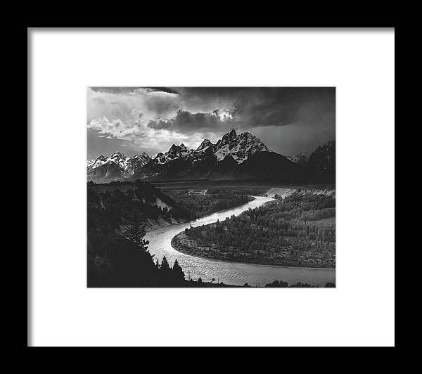 Ansel Adams Framed Print featuring the photograph The Tetons And The Snake River 1942 by Mountain Dreams