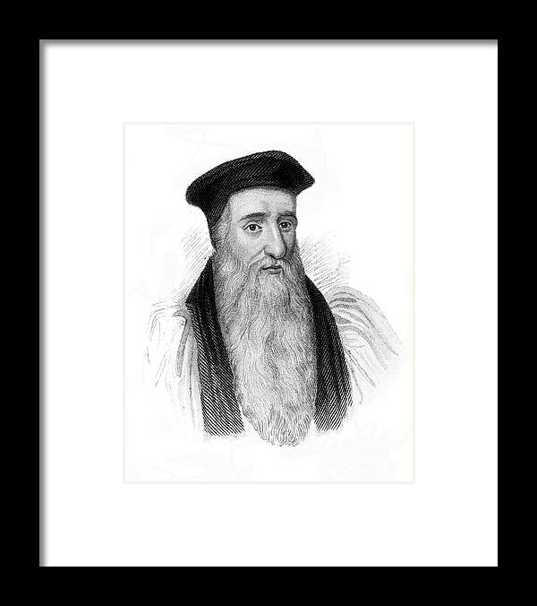 Engraving Framed Print featuring the drawing Thomas Cranmer, Archbishop #1 by Print Collector