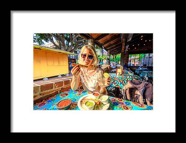 Los Angeles Framed Print featuring the photograph Tourist woman at El Pueblo #1 by Benny Marty