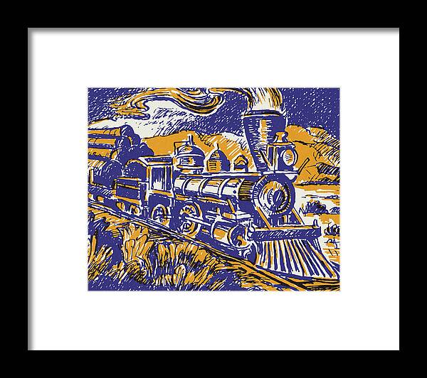 Campy Framed Print featuring the drawing Train Engine #1 by CSA Images