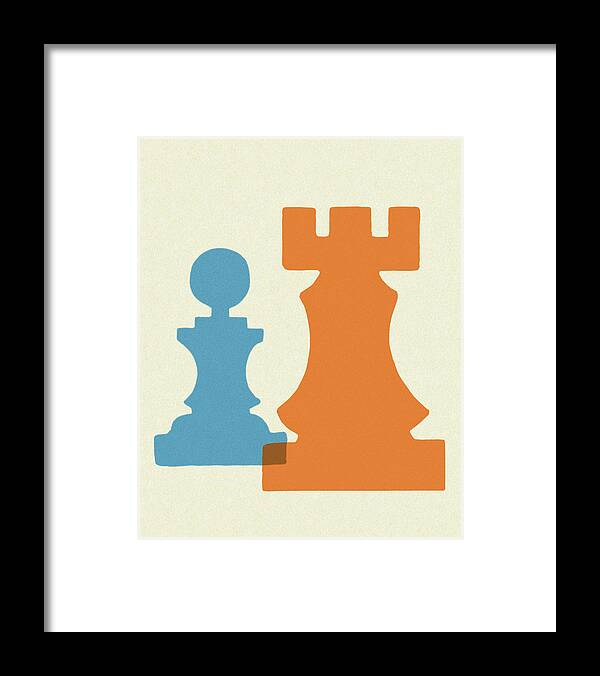Campy Framed Print featuring the drawing Two Chess Pieces #1 by CSA Images