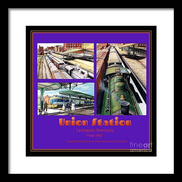 Train Framed Print featuring the drawing Union Station #3 by David Neace CPX