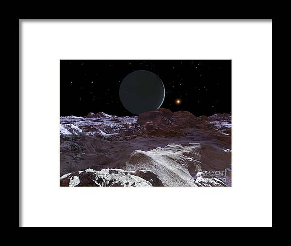 Artwork Framed Print featuring the photograph Uranus Seen From Umbriel #1 by Ron Miller / Science Photo Library