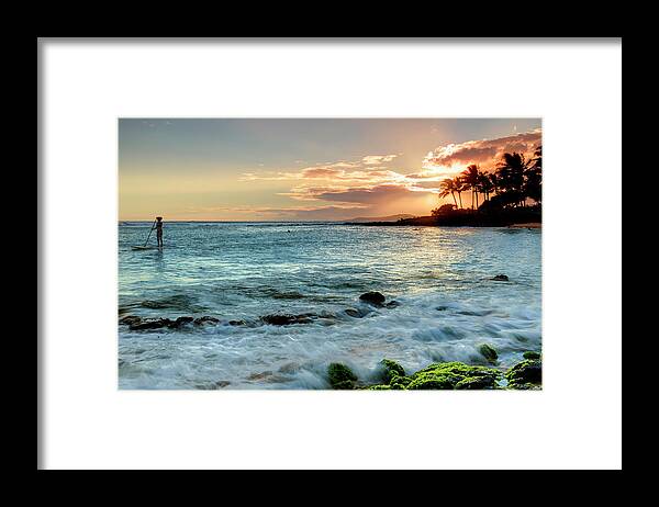 People Framed Print featuring the photograph Usa, Hawaii, Kauai, Poipu Beach #1 by Michele Falzone
