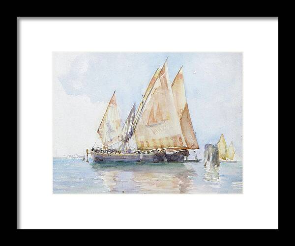 Henry Scott Tuke Framed Print featuring the painting Venetian Sails #3 by Henry Scott Tuke
