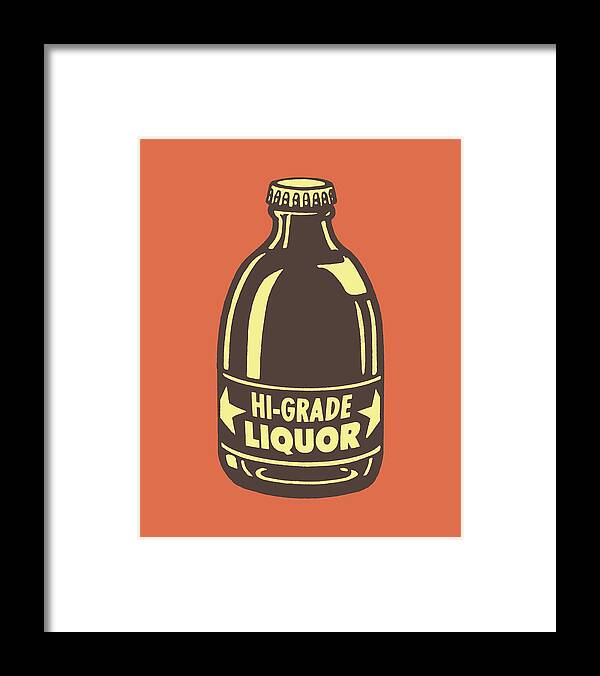 Alcohol Framed Print featuring the drawing View of hi-grade liquor bottle #1 by CSA Images