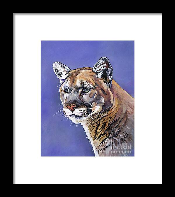 Cougar Framed Print featuring the painting Vigilant #1 by J W Baker