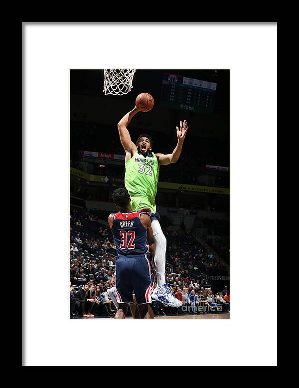 Nba Pro Basketball Framed Print featuring the photograph Washington Wizards V Minnesota by David Sherman