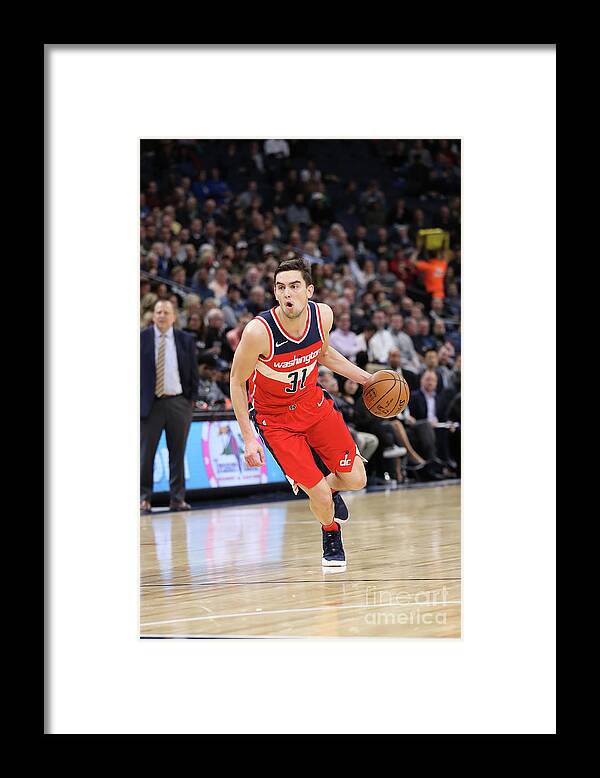 Tomas Satoransky Framed Print featuring the photograph Washington Wizards V Minnesota by Jordan Johnson