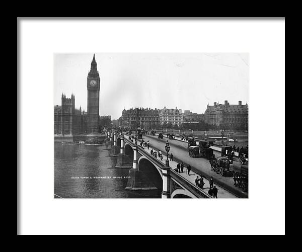 Clock Tower Framed Print featuring the photograph Westminster Bridge #1 by London Stereoscopic Company