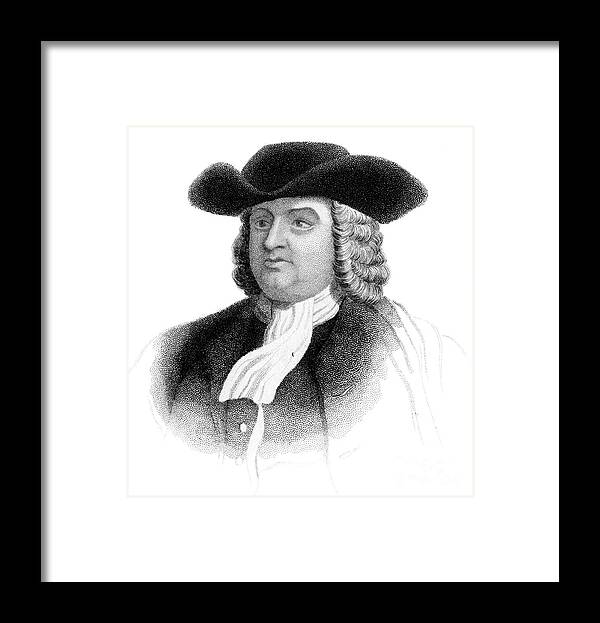 Engraving Framed Print featuring the drawing William Penn, Founder #1 by Print Collector