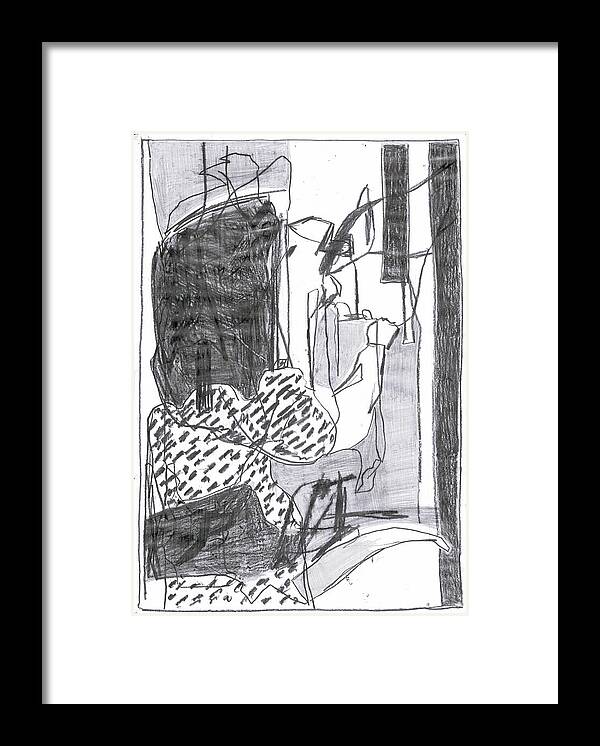 Drawing Framed Print featuring the drawing Woman drinking a dog #1 by Edgeworth Johnstone