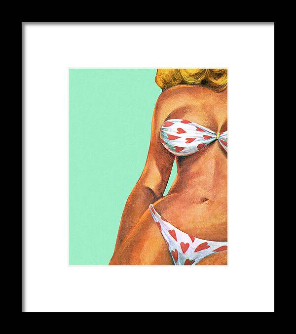 Adult Framed Print featuring the drawing Woman in Heart Bikini #1 by CSA Images