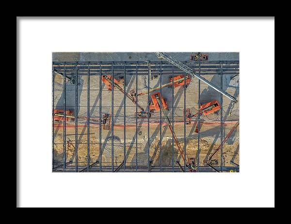 Steel Framed Print featuring the photograph Workers Constructing Steel Commercial Building In Georgia #1 by Cavan Images