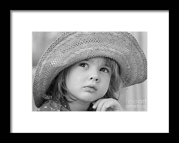 Straw Hat Framed Print featuring the photograph Young Drew Barrymore #1 by Bettmann