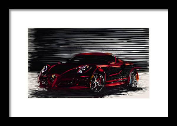 Alfa Framed Print featuring the digital art Alfa Romeo 4C Drawing #11 by CarsToon Concept