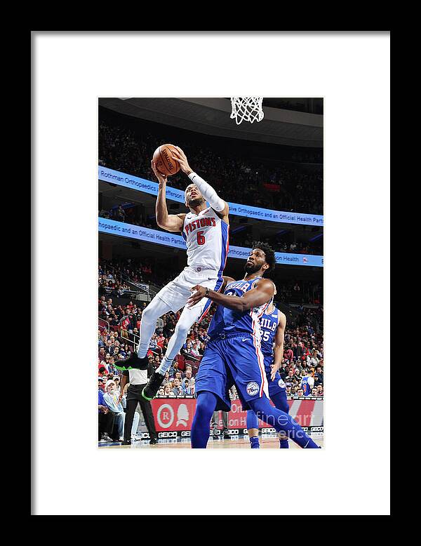 Bruce Brown Framed Print featuring the photograph Detroit Pistons V Philadelphia 76ers by Jesse D. Garrabrant