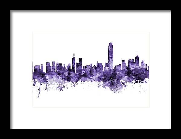 Hong Kong Framed Print featuring the digital art Hong Kong Skyline #10 by Michael Tompsett