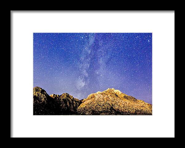 Sky Framed Print featuring the photograph Long exposure shot at sunset in red rock canyon near las vegas #10 by Alex Grichenko