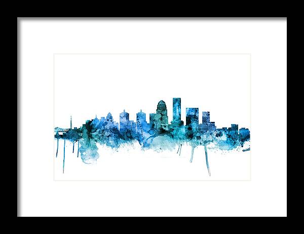 Louisville Framed Print featuring the digital art Louisville Kentucky City Skyline #10 by Michael Tompsett