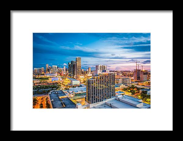 Landscape Framed Print featuring the photograph Miami, Florida, Usa Downtown Cityscape #10 by Sean Pavone