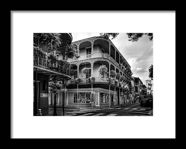 Chrystal Mimbs Framed Print featuring the photograph 1000 Royal Street In Black and White by Greg and Chrystal Mimbs