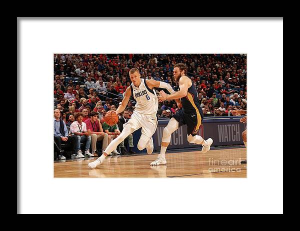 Kristaps Porzingis Framed Print featuring the photograph Dallas Mavericks V New Orleans Pelicans by Layne Murdoch Jr.