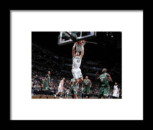 Nba Pro Basketball Framed Print featuring the photograph Milwaukee Bucks V Brooklyn Nets by Nathaniel S. Butler