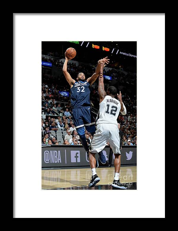 Karl-anthony Towns Framed Print featuring the photograph Minnesota Timberwolves V San Antonio by Mark Sobhani