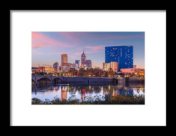Landscape Framed Print featuring the photograph Indianapolis, Indiana, Usa Skyline #12 by Sean Pavone