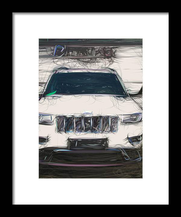 Jeep Framed Print featuring the digital art Jeep Grand Cherokee Drawing #12 by CarsToon Concept