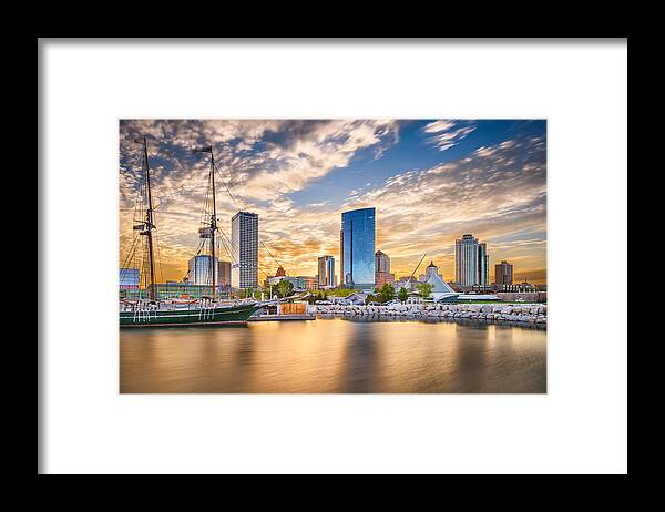 Landscape Framed Print featuring the photograph Milwaukee, Wisconsin, Usa Downtown City #12 by Sean Pavone