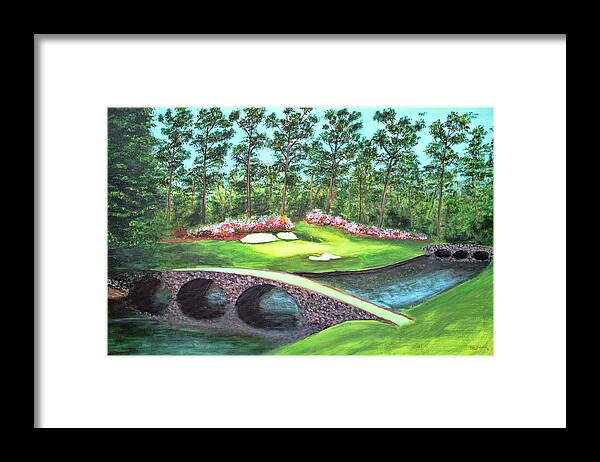 Ken Figurski Framed Print featuring the painting 12th Hole At Augusta National by Ken Figurski