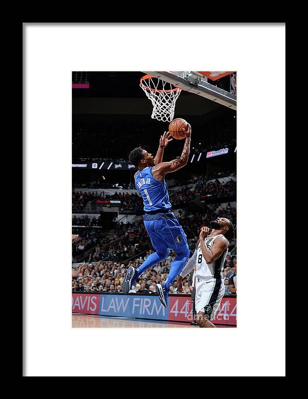 Dennis Smith Jr Framed Print featuring the photograph Dallas Mavericks V San Antonio Spurs #13 by Mark Sobhani