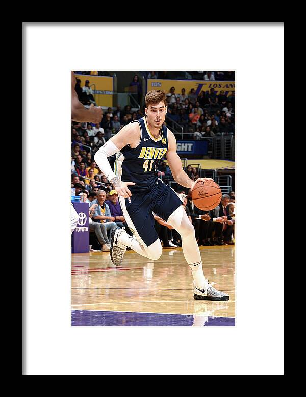 Nba Pro Basketball Framed Print featuring the photograph Denver Nuggets V Los Angeles Lakers by Andrew D. Bernstein