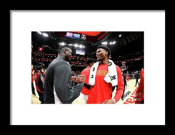 Zion Williamson Framed Print featuring the photograph New Orleans Pelicans V Atlanta Hawks by Scott Cunningham